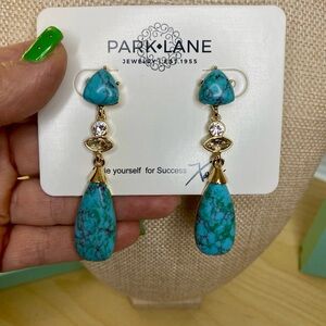 Park Lane Teal and Gold Dangle Earrings